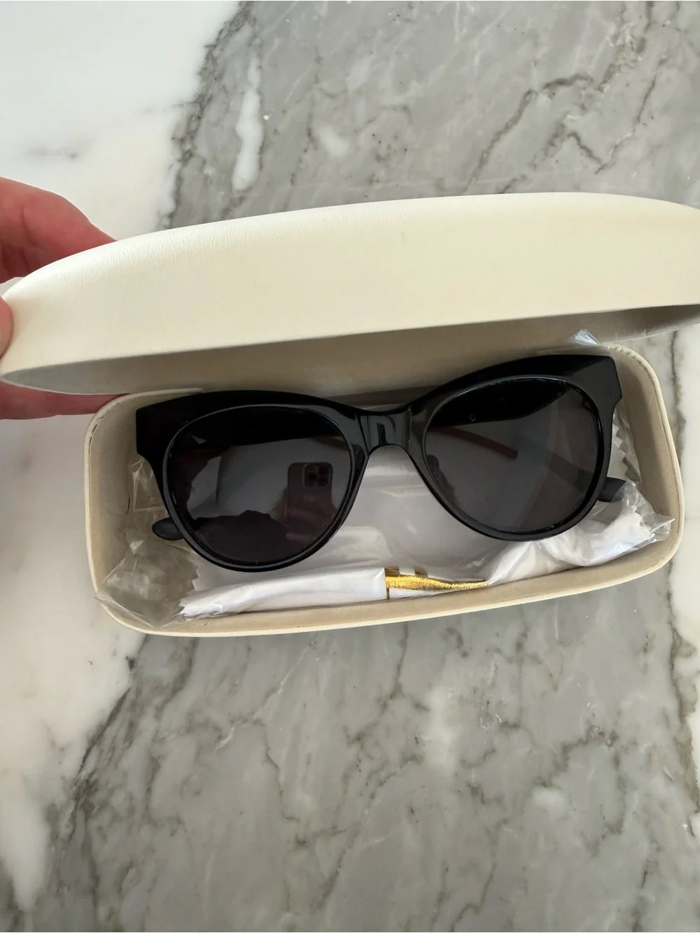 Linda Farrow for The Row Glossy Black Cat-Eye Sunglasses